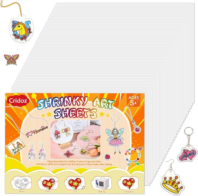 cridoz 18 Pieces Shrinky Plastic Sheets, Shrink